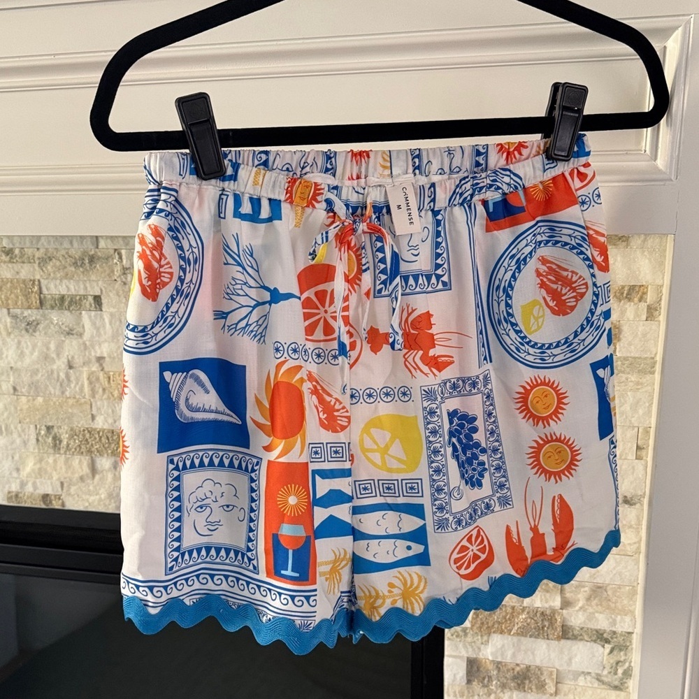 Commense Scalloped Vibrant Blue Orange 2-Piece Matching Set M NWT - Picture 7 of 10